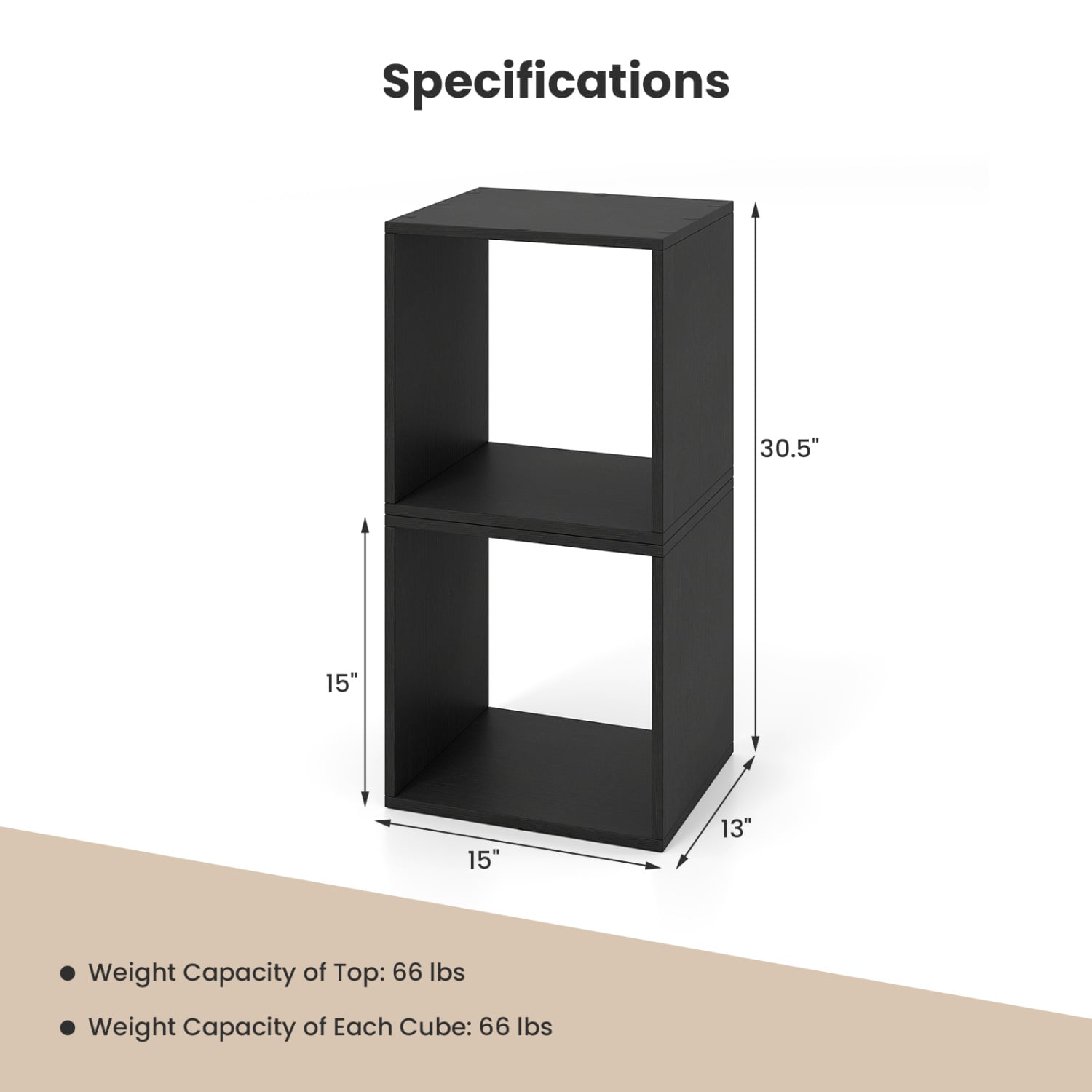 Cube Storage Organizer Set of 2, Black Bookcases at Gallery Canada