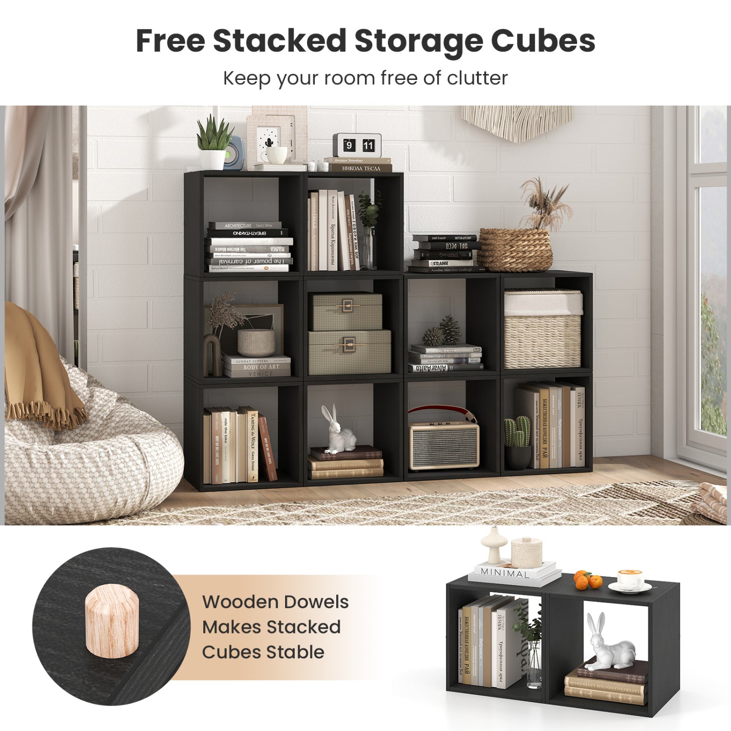 Cube Storage Organizer Set of 2, Black Bookcases at Gallery Canada