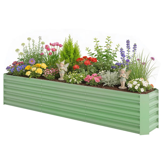 8 x 1.3 x 1.5ft Galvanized Raised Garden Bed, Light Green Planter Box, Light Green Galvanized Planter Boxes Light Green at Gallery Canada