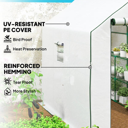 Walk-In Greenhouse, 3 Tier, Roll-Up Door, Mesh Windows, 140 x 213 x 190 cm, White Walk In Greenhouses at Gallery Canada