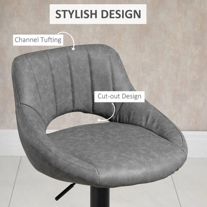 Swivel Counter Height Barstools Set of 2, Adjustable Height, Faux Leather, Grey Bar Stools at Gallery Canada