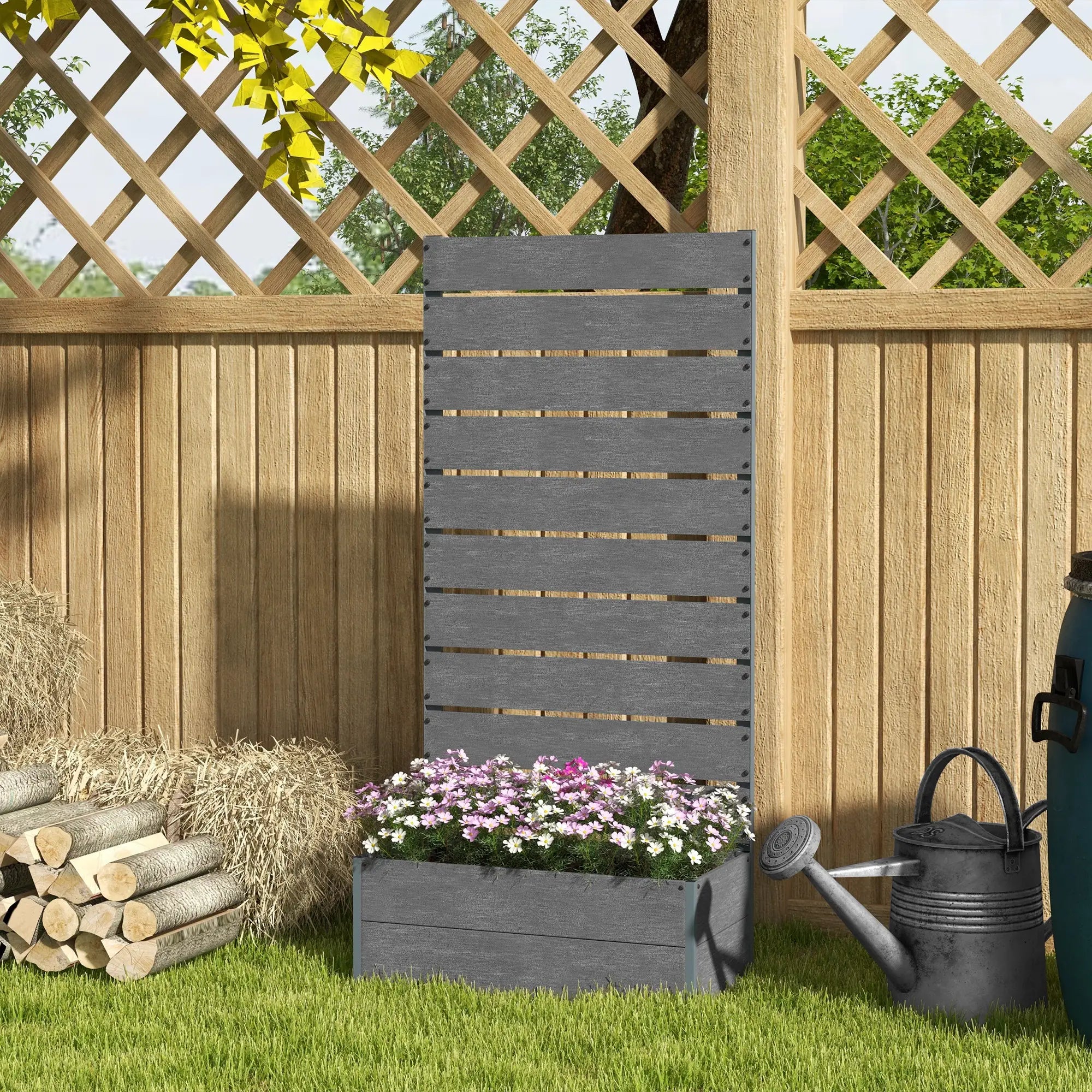 Raised Garden Bed With Trellis, Elevated Planter Box, 28