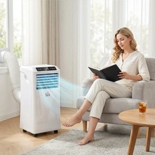 10,000BTU Portable Air Conditioner, Dehumidifier, 2 Speed Fans, 24H Timer, White Air Conditioner White at Gallery Canada