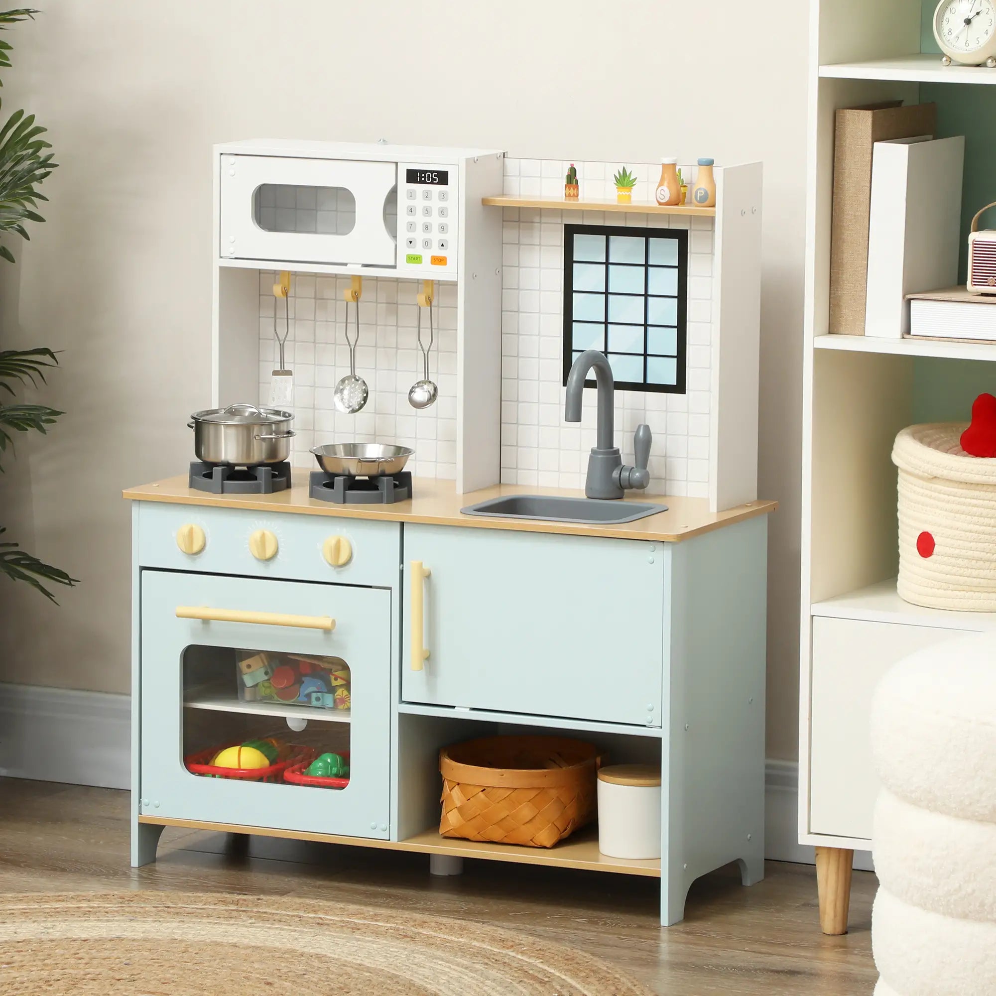 Kids Play Kitchen Set, Stove Microwave Oven, Turning Knobs, Cooking Accessories Play Kitchen at Gallery Canada