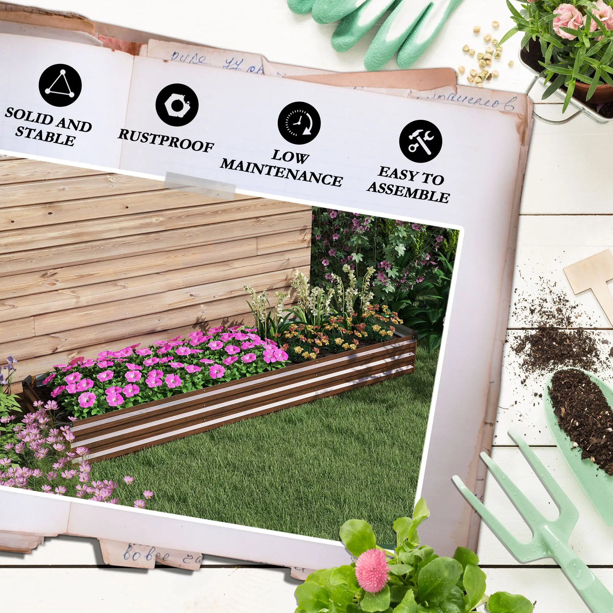 8'x2'x1' Galvanized Raised Bed, Elevated Planter Box, Dark Brown Raised Garden Beds at Gallery Canada