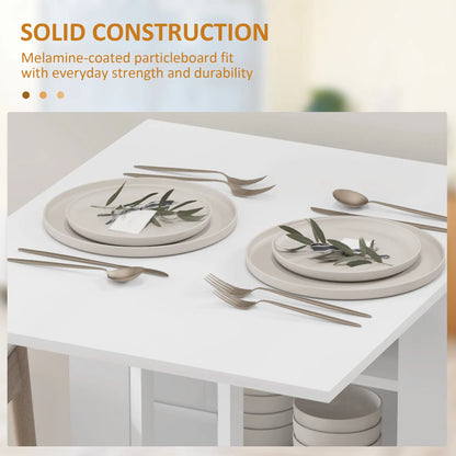 Folding Dining Table with Storage, Drop Leaf Kitchen Table for Small Spaces, White Bar Tables & Dining Tables at Gallery Canada