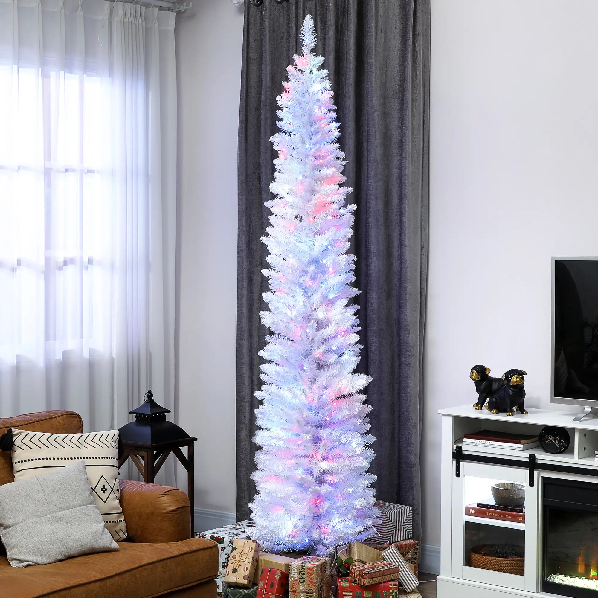 7.5ft Christmas Tree with Colorful DIY LEDs, Hinged Pencil, Remote, Timer, White, Colorful Pencil Christmas Trees at Gallery Canada