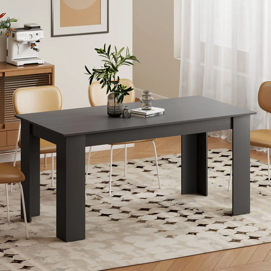 63" Kitchen Table for 4-6 People, Wood Effect, Black Dining Tables Black at Gallery Canada