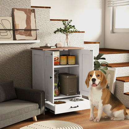 Dog Food Storage Container, Adjustable Panel, Hooks, Medium Size, White Dog Bowls at Gallery Canada