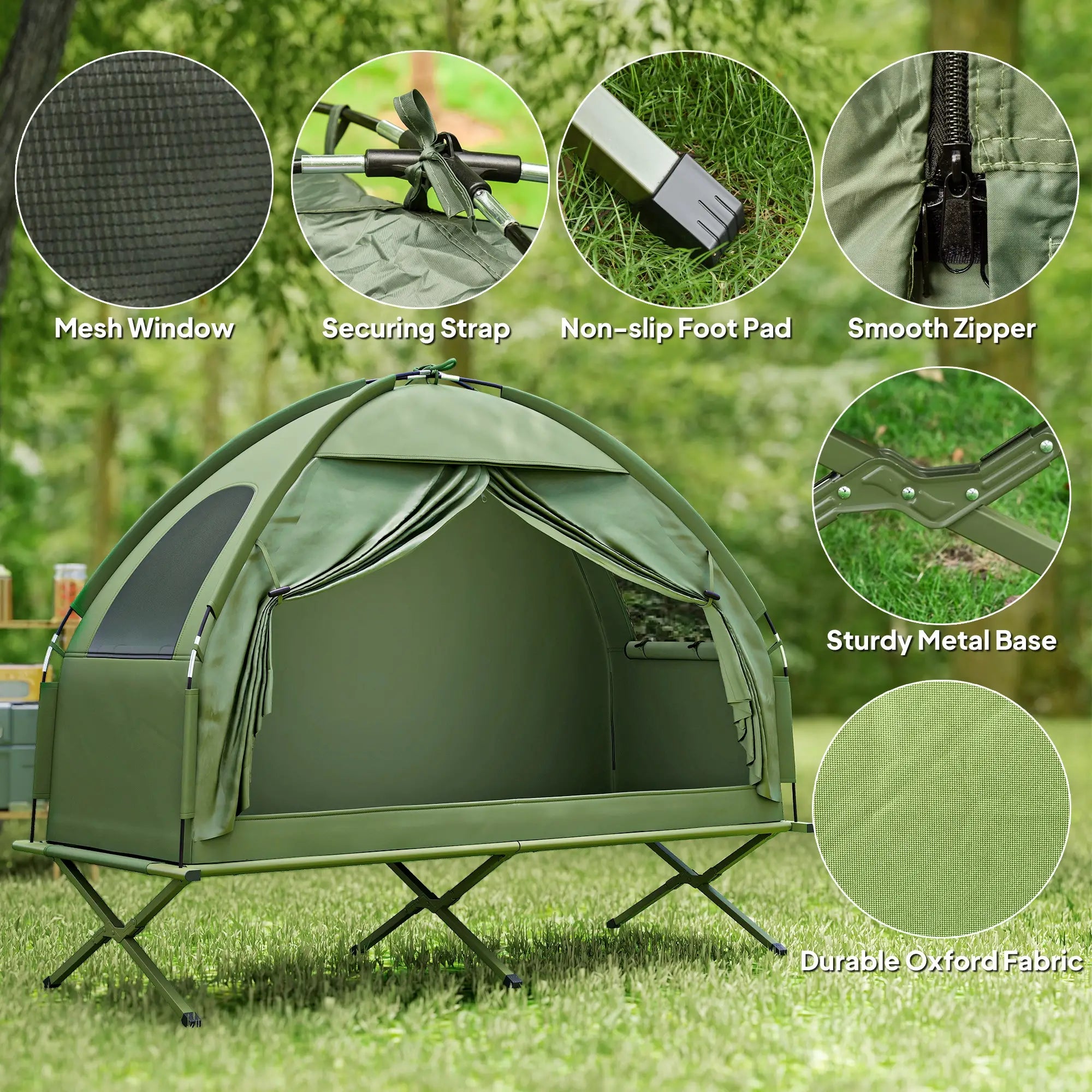 Compact Pop Up Camping Cot Tent Combo, Folding Outdoor, Dark Green Camping Tents at Gallery Canada