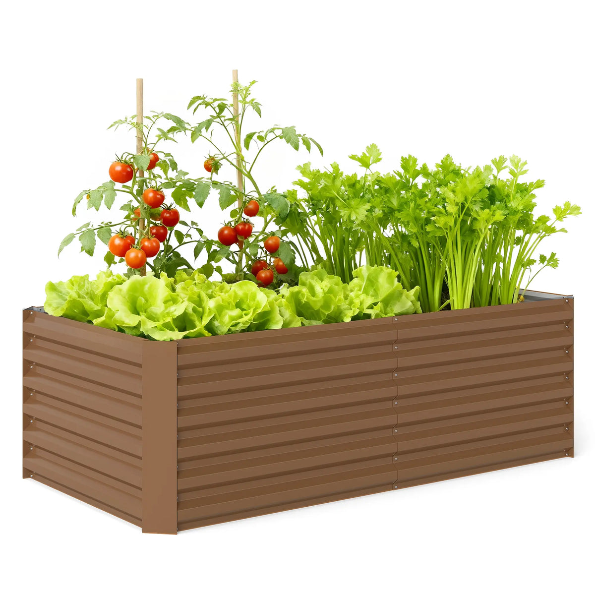 6' x 3' x 2' Raised Garden Bed, Galvanized Planter Box, Brown