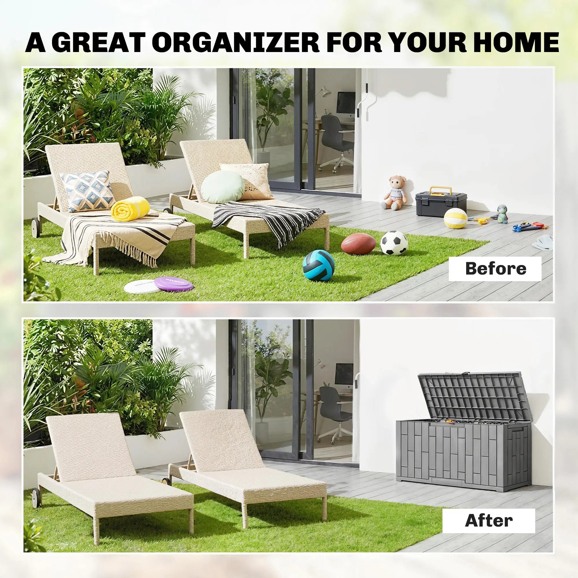 60 Gallon Resin Deck Box, Lockable Outdoor Storage Box Deck Box & Outdoor Storage at Gallery Canada