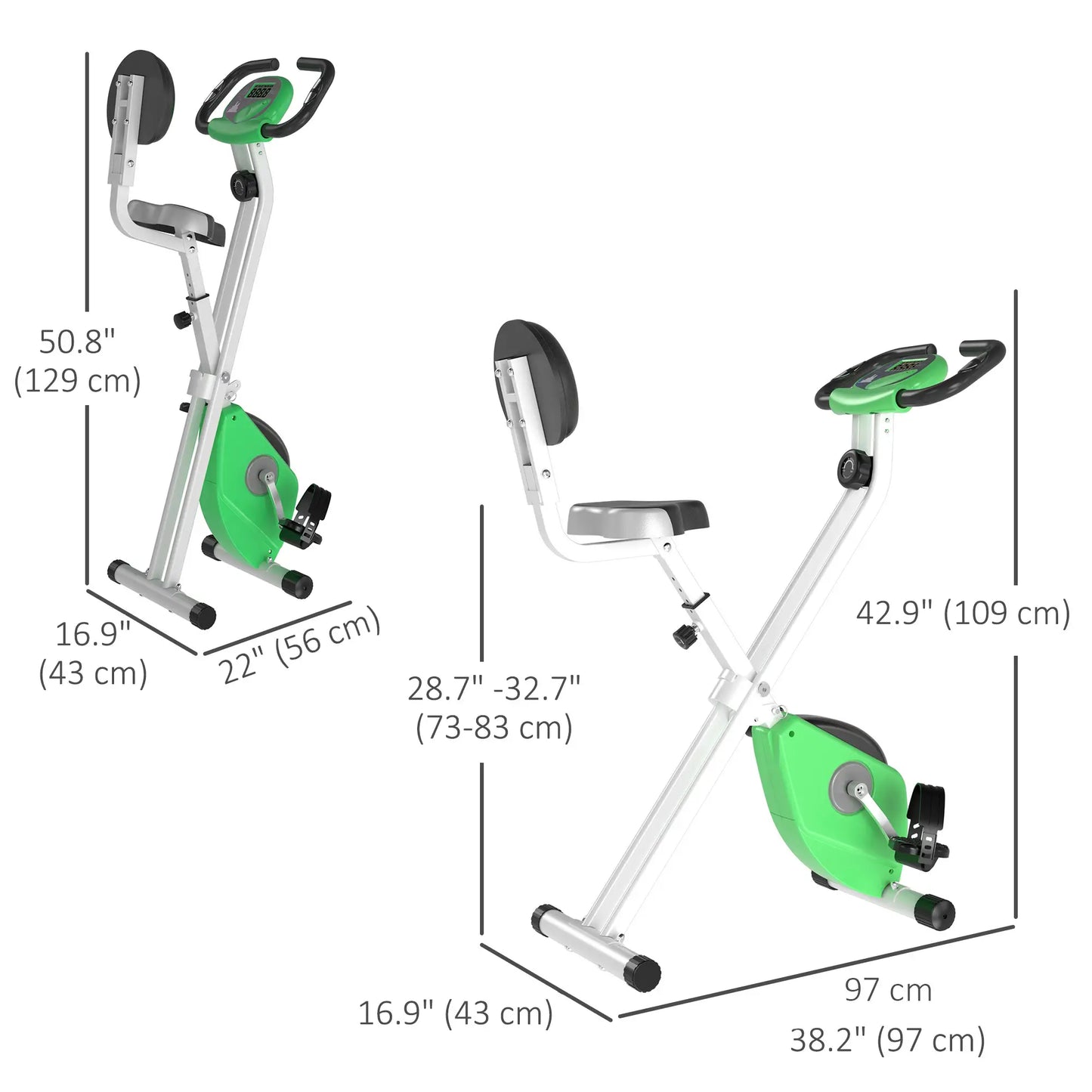Foldable Indoor Stationary Bike, 8-Level Magnetic Resistance, Green