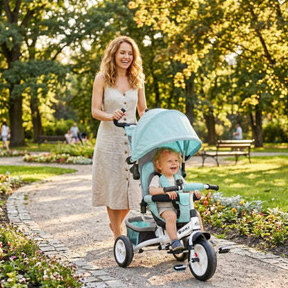 6 in 1 Tricycle for Toddler 1-5 Years, Parent-Push Handle, Green Tricycles for Kids at Gallery Canada