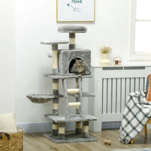 49 Inch Cat Tree for Indoor Cats, Light Grey