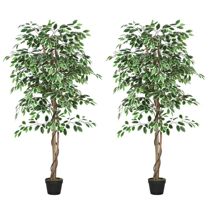 5.3 FT Artificial Ficus Tree With Pot, Indoor Home Office Decor Artificial Trees at Gallery Canada