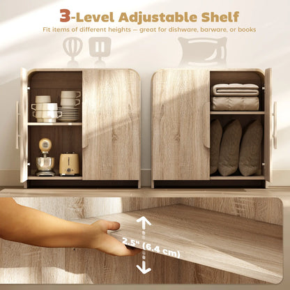 31.5" Kitchen Sideboard Cabinet, Natural Wood, Soft-Close Door, Adjustable Shelf Storage Cabinets at Gallery Canada