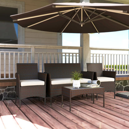 Wicker Outdoor Balcony Furniture Set, 4 Pieces, Rattan Patio, Beige Patio Furniture Sets at Gallery Canada