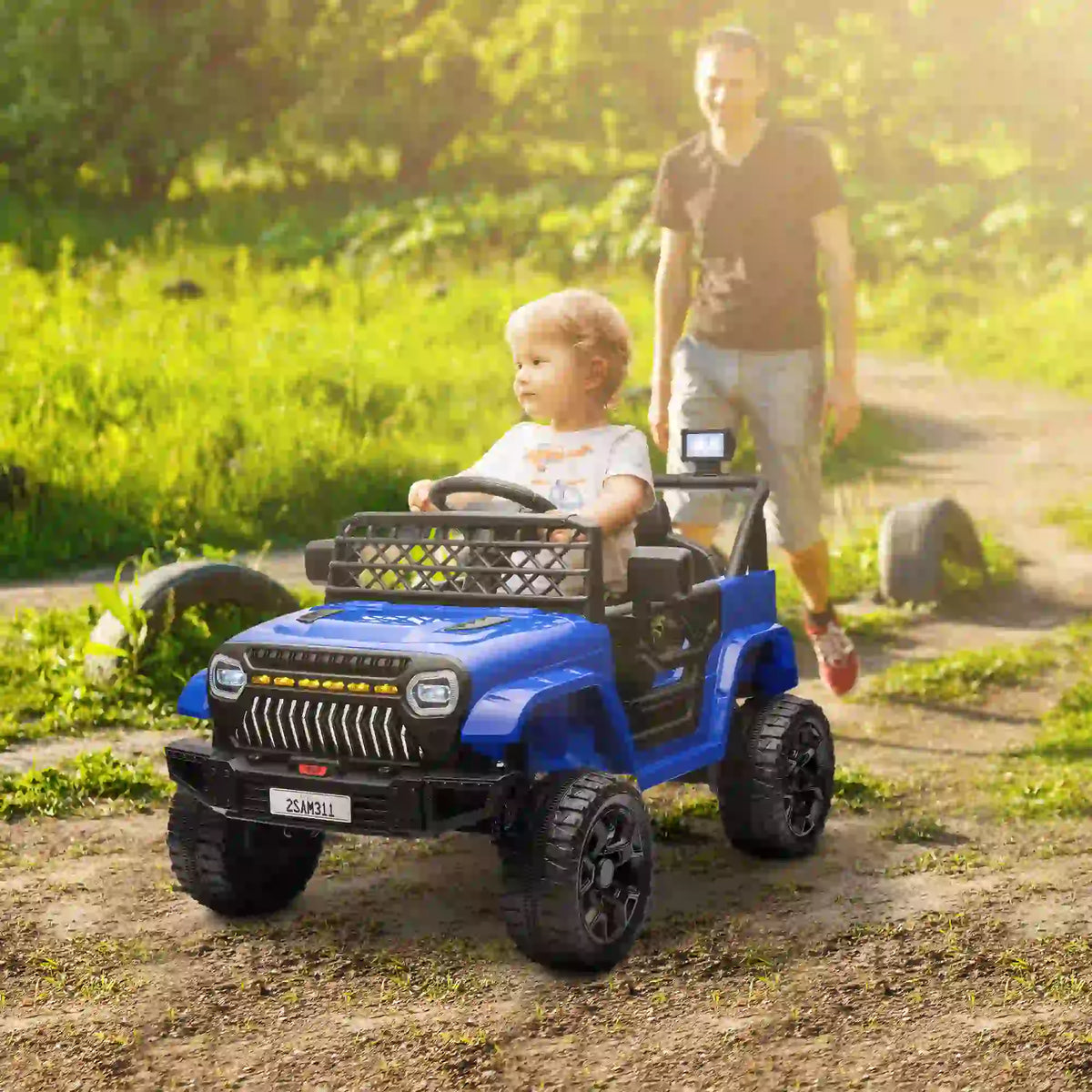12V Ride On Truck, Electric Car For Kids, Remote Control, Dark Blue Electric Toy Cars at Gallery Canada
