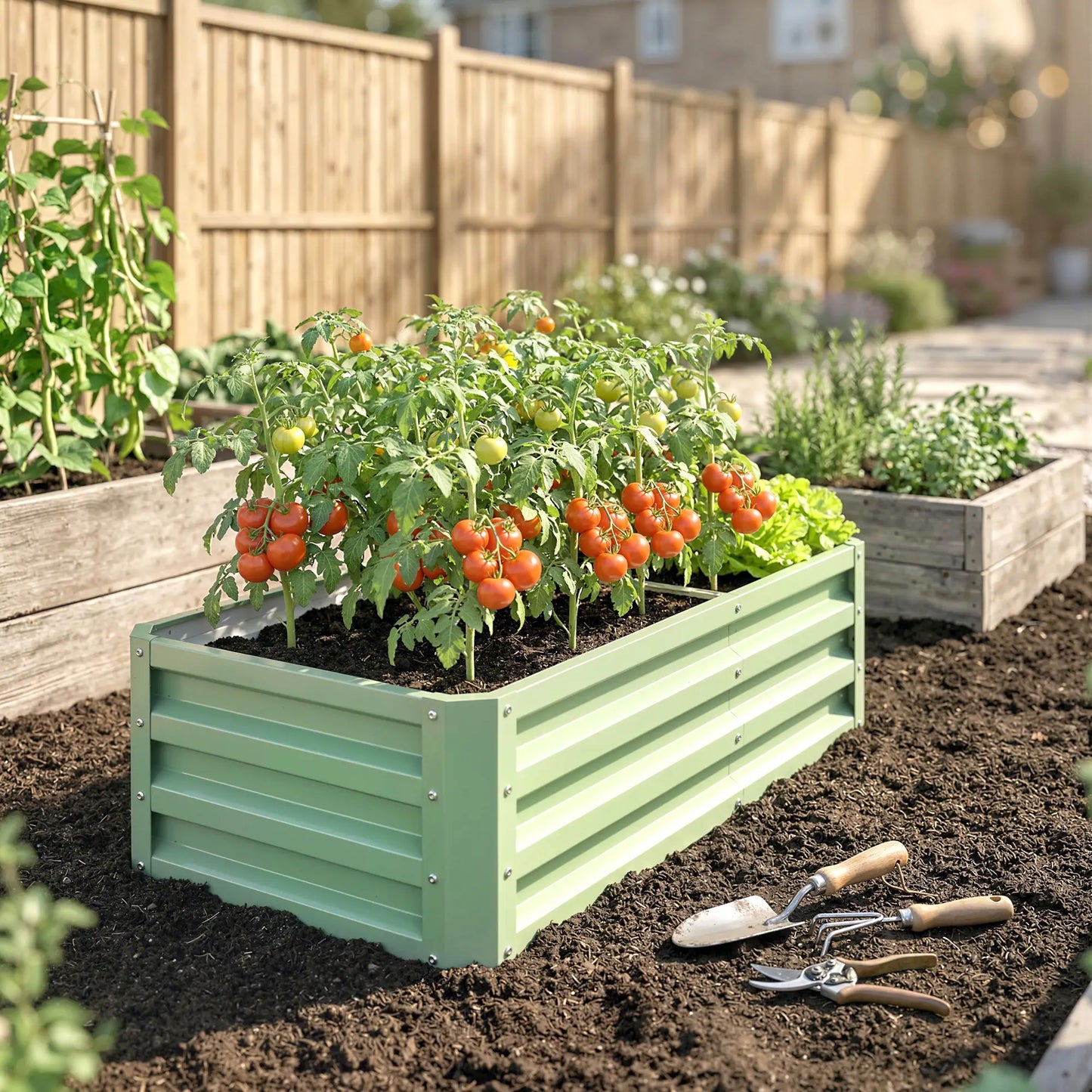 Galvanized Raised Garden Bed, 4' x 2' x 1', Green Galvanized Planter Boxes at Gallery Canada