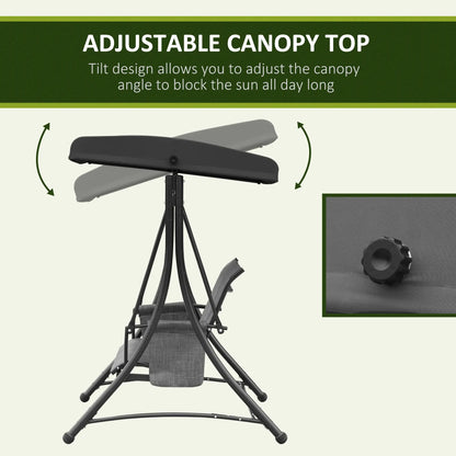 3 Person Porch Swing, Adjustable Canopy, Mixed Grey, Grey Porch Swings with Canopy at Gallery Canada