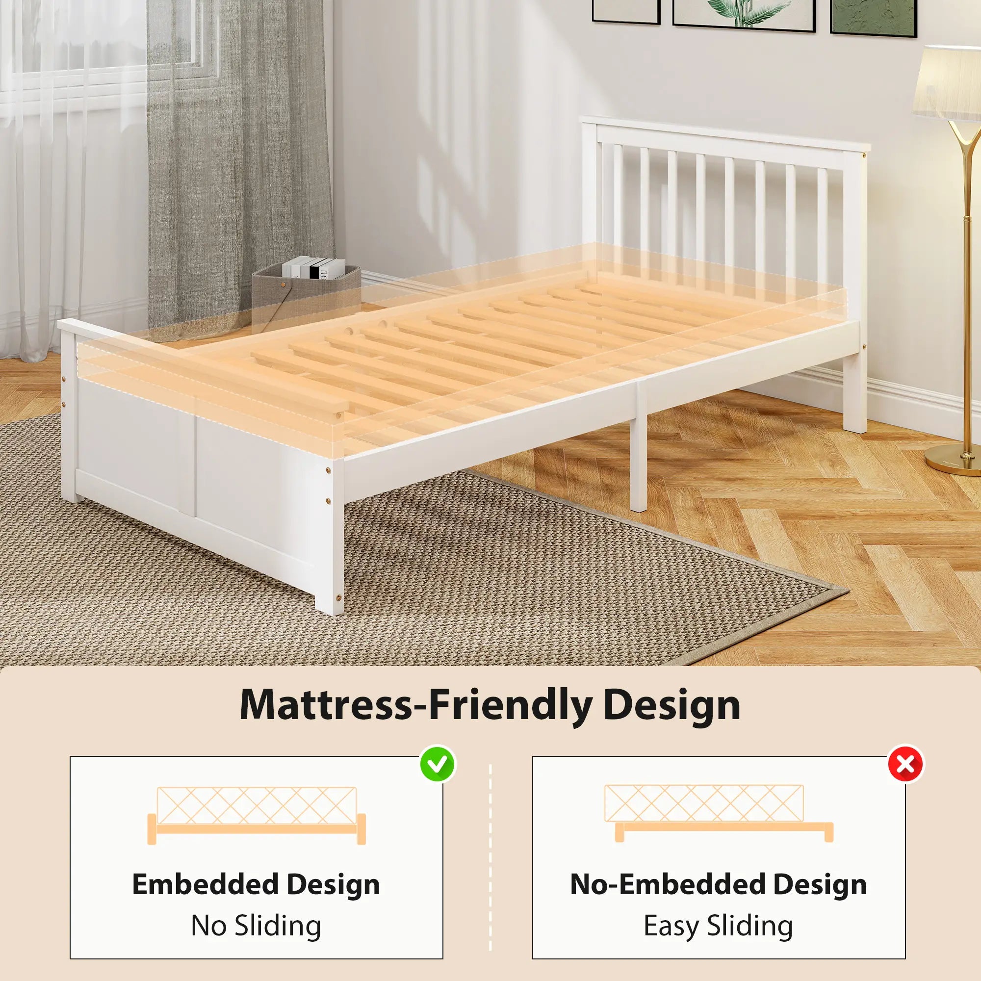 Pine Twin Bed Frame, Wood Storage Drawers, White Bed Frames at Gallery Canada