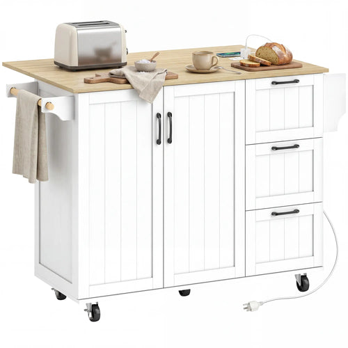 Kitchen Island With Drop Leaf, White