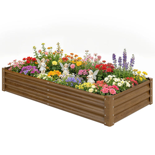 6 x 3 x 1ft Galvanized Raised Garden Bed, Reinforced Outdoor Planter Box