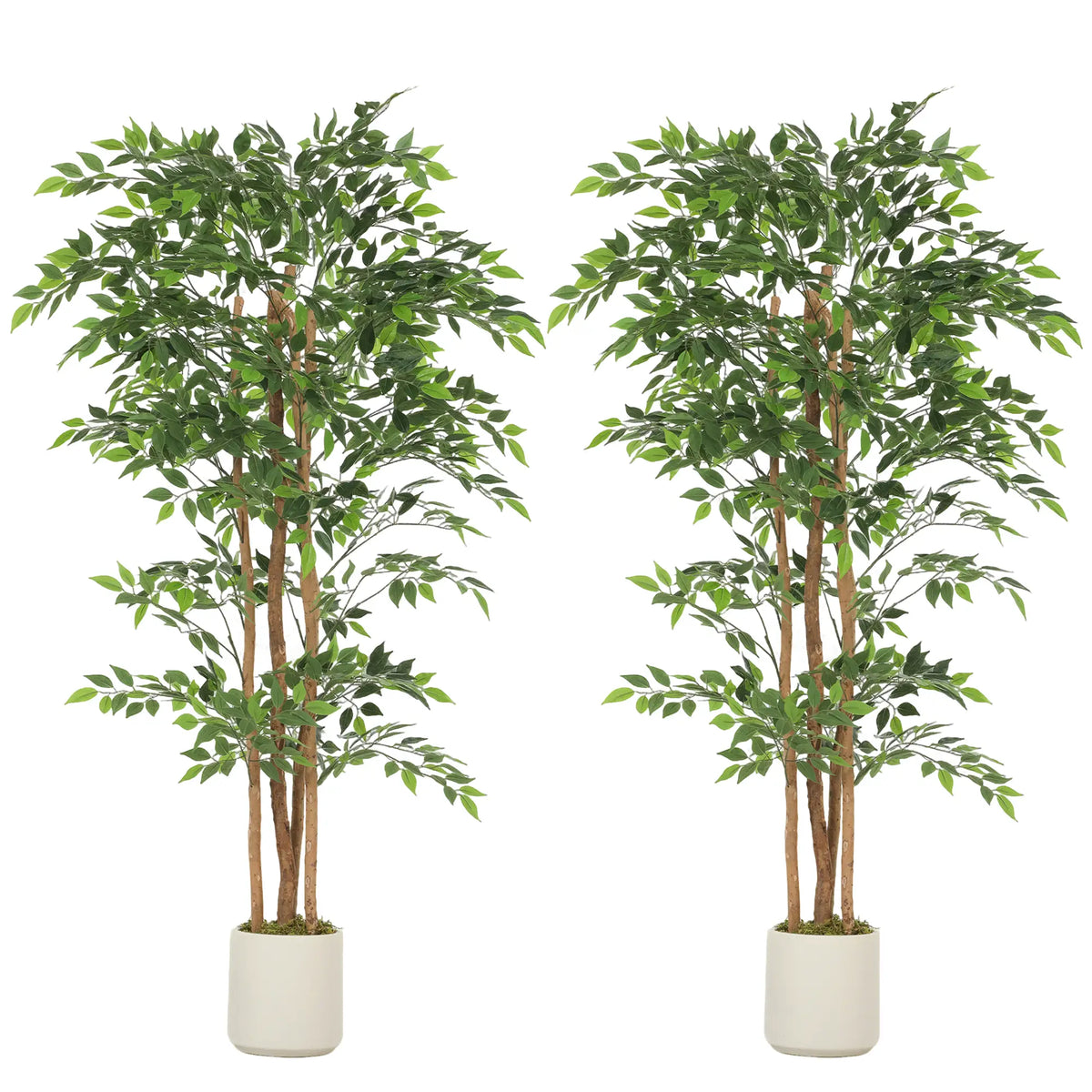 6FT Artificial Banyan Tree Set, Fake Potted Tree With Wood Trunk Artificial Trees at Gallery Canada