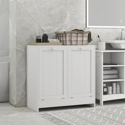 Tilt-Out Laundry Cabinet, 2 Compartment Hamper, White Bathroom Cabinets at Gallery Canada
