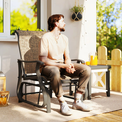 Outdoor Glider Chair, Steel Frame Mesh Fabric, Light Mixed Brown, Brown Outdoor Gliders at Gallery Canada