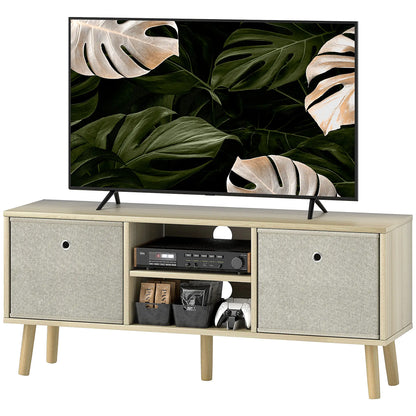 Modern TV Stand, Foldable Drawers, Shelves, Natural TV Stands Natural Wood, Beige at Gallery Canada