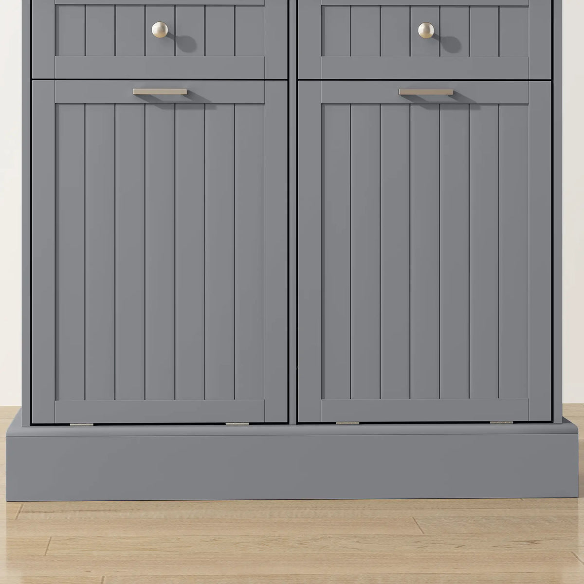 Kitchen Cabinet with Charging Station, 2 Tilt Out Cabinets, Microwave Stand, Grey Kitchen Pantry Cabinets at Gallery Canada
