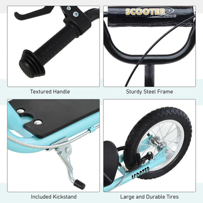 Youth Kick Scooter, Adjustable Handlebar, 16'' Inflatable Wheel, Blue Scooters at Gallery Canada