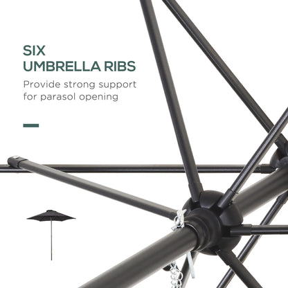 6.6FT Outdoor Patio Umbrella, 6 Solid Ribs, Black Patio Umbrellas at Gallery Canada