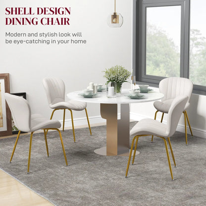 Modern Dining Chairs Set of 4, Cushioned Backrest, Cream White Dining Chairs at Gallery Canada