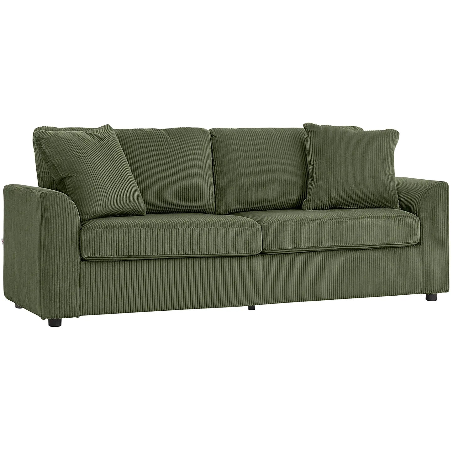 3 Seater Sofa, 83.5" Upholstered Couch, Pocket Spring, 2 Cushions, Green 3-Seater Sofas at Gallery Canada