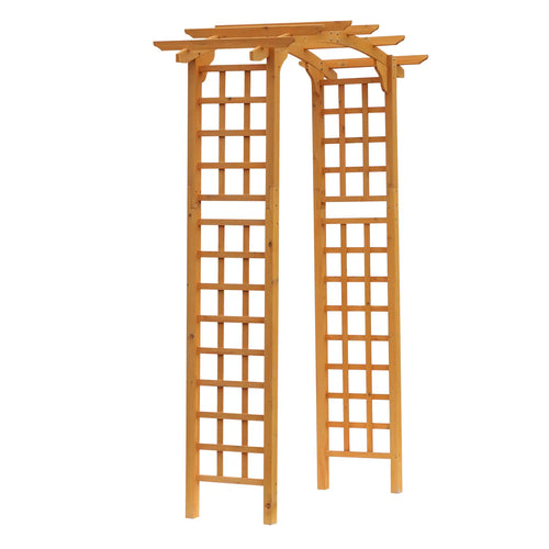 7.5FT Wood Garden Arch Trellis, Round Pergola Arbor, Yellow
