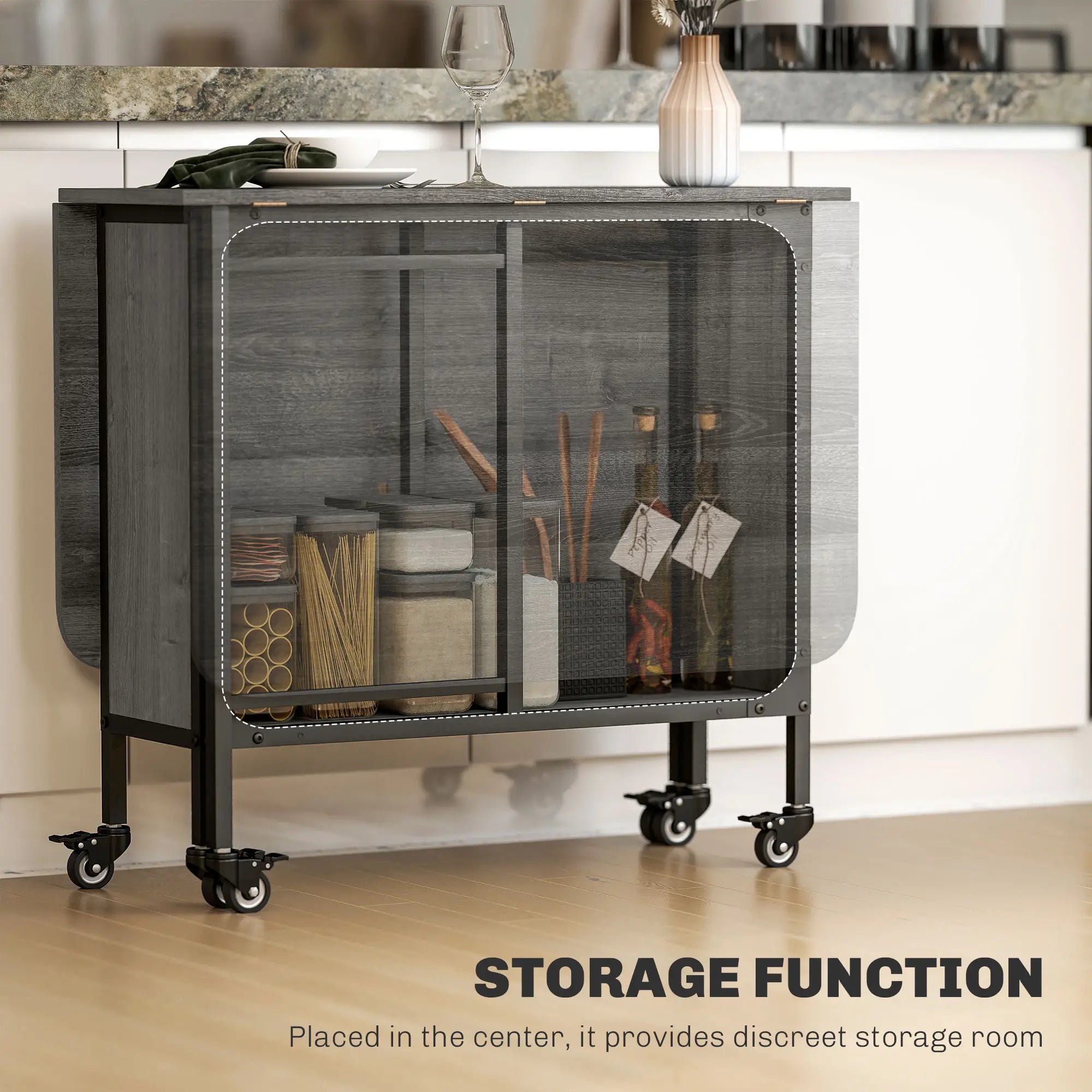 Folding Dining Table, Extendable Kitchen Table, Distressed Grey, Grey Bar Tables & Dining Tables at Gallery Canada