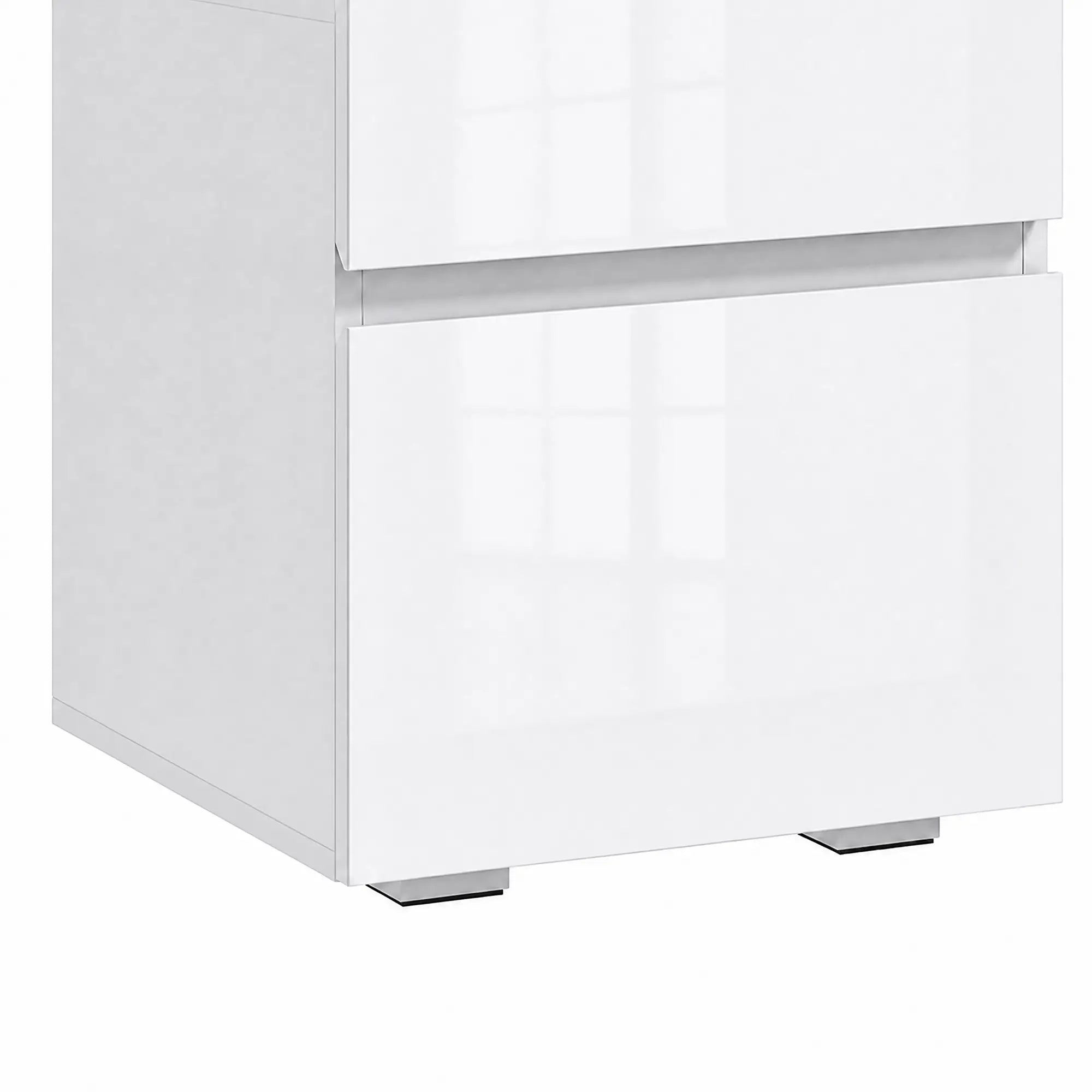 Modern Nightstand Set of 2, Narrow Bedside Table with 2 Drawers, White Bedside Tables at Gallery Canada