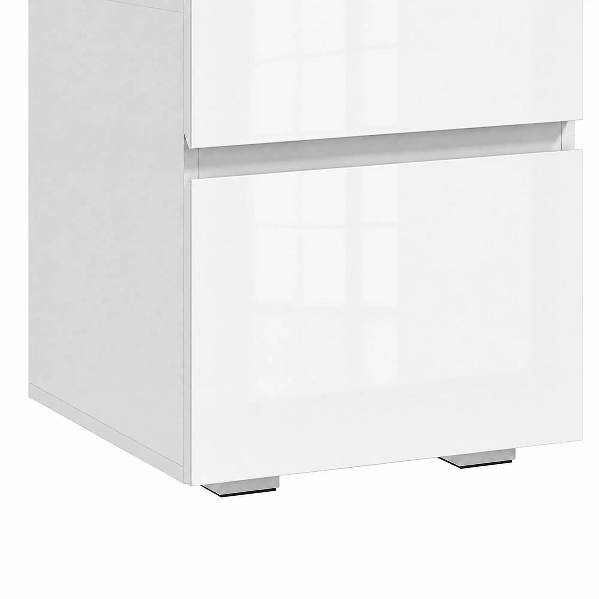 Modern Nightstand Set of 2, Narrow Bedside Table with 2 Drawers, White Bedside Tables at Gallery Canada