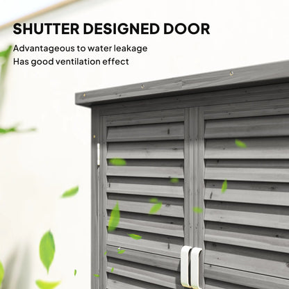 Wooden Garden Storage Shed, 2 Door, 34" x 18" x 38", Grey Sheds at Gallery Canada