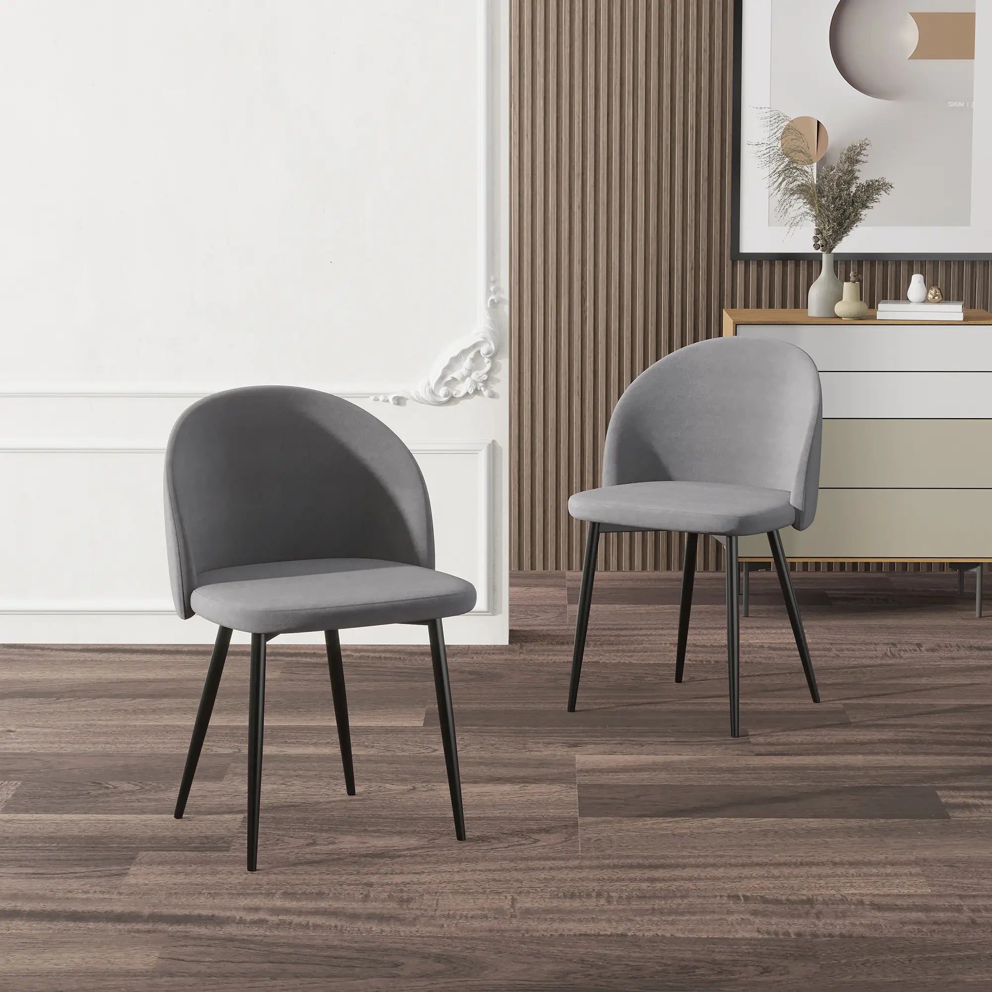 Set of 2 Mid-Back Dining Chairs, Velvet Upholstery, Dark Blue Bar Stools at Gallery Canada