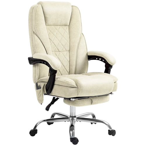 Massage Office Chair, Reclining Computer Chair, Adjustable Height, Footrest, Beige