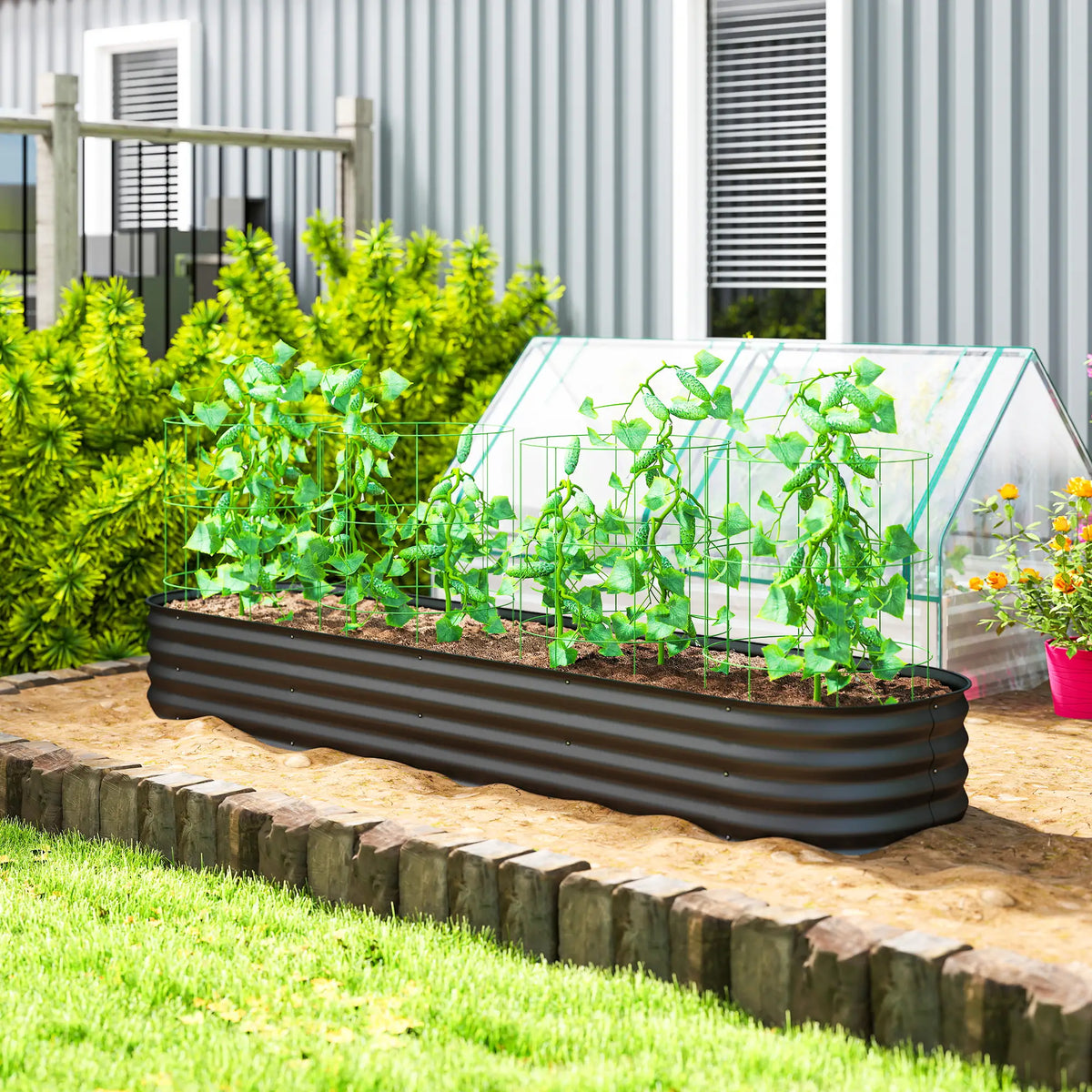 7.9 x 2 x 1ft Galvanized Raised Garden Bed, Metal Planter Box, Dark Grey Raised Garden Beds at Gallery Canada