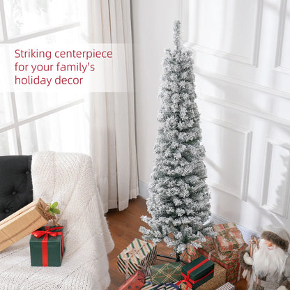 5ft Flocked Pencil Christmas Tree, Realistic Tips, Green Pencil Christmas Trees at Gallery Canada