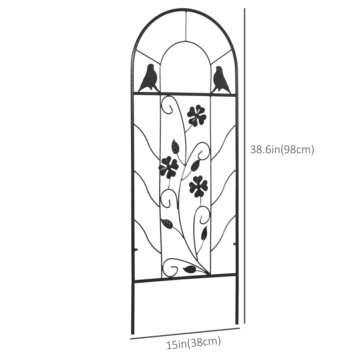 2 Pack Metal Garden Trellis, Birds and Leaves Grid Panels, 39" Tall Plant Stands at Gallery Canada