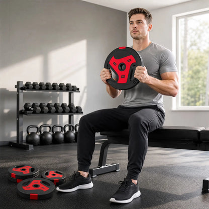 6-Piece 88 lbs Weight Plates Set, Sand-Filled, Black and Red Dumbbells & Barbells at Gallery Canada