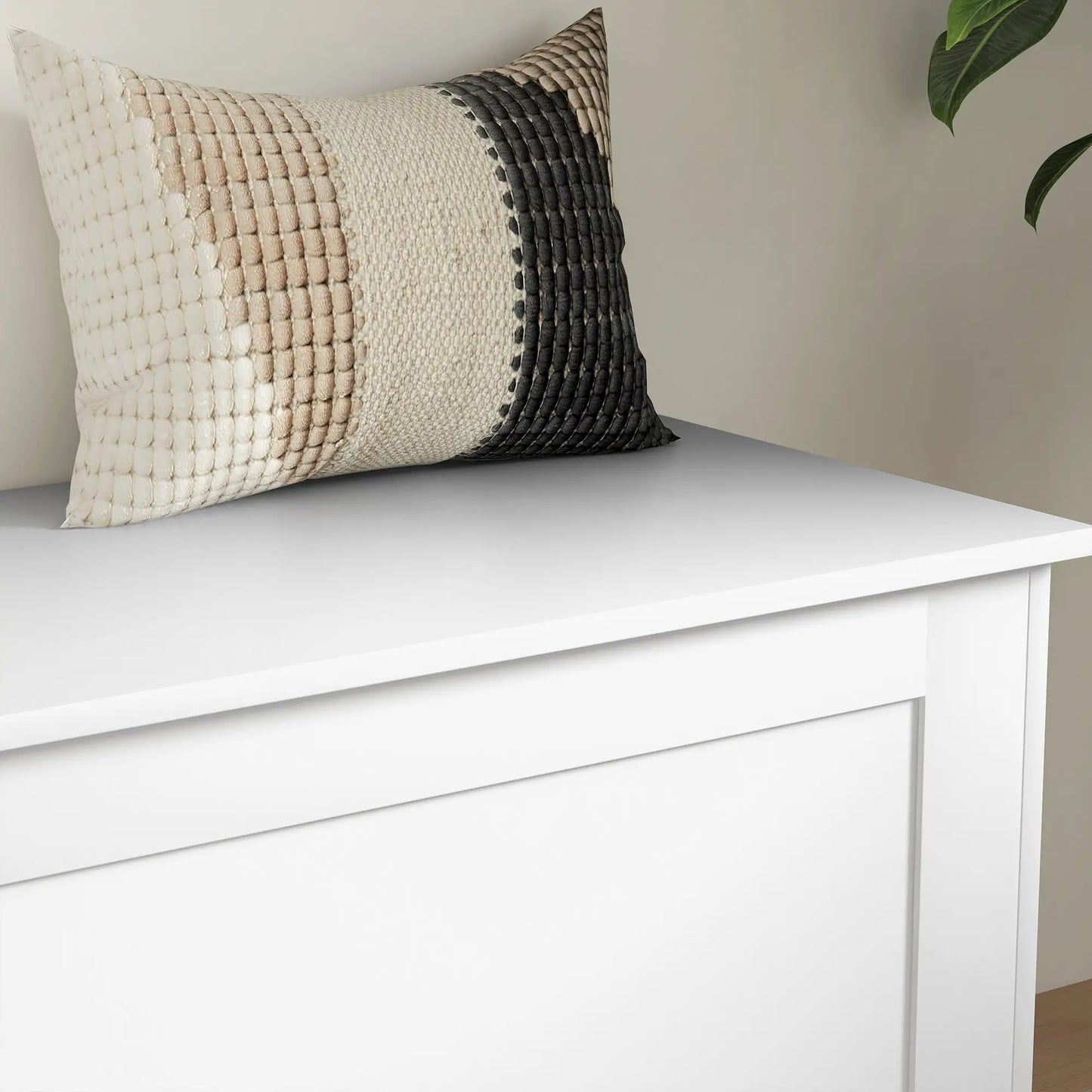 39.4 Inches Storage Chest, Wooden Box, Wood Grain, White Storage Cabinets at Gallery Canada