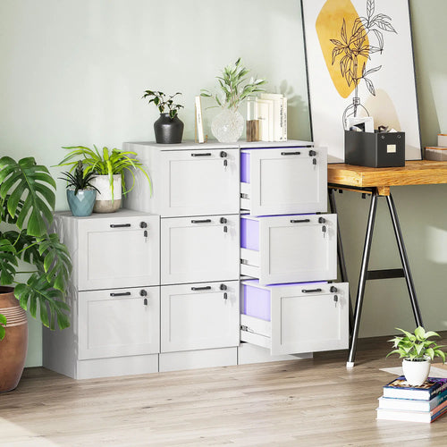 Vertical 3-Drawer Filing Cabinet, Lock, A4 Letter Size, White